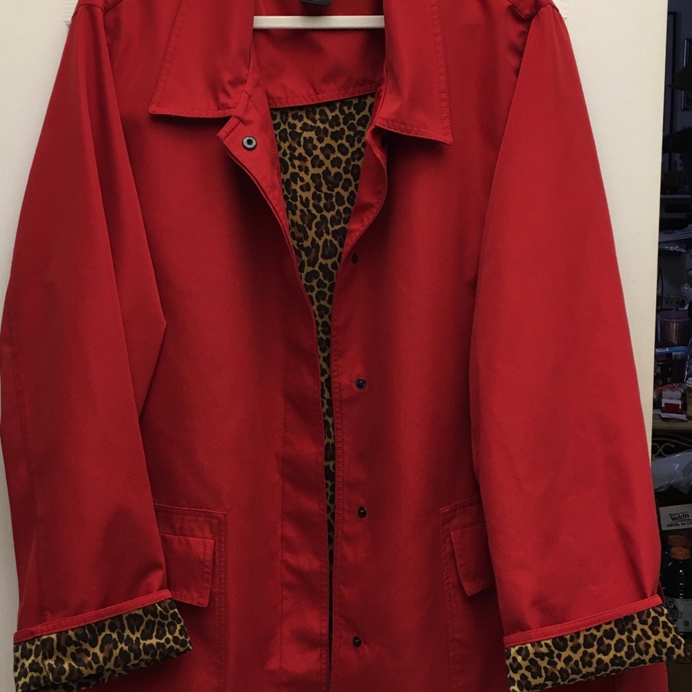 Dennis Basso Red Rain Coat, Size 3X